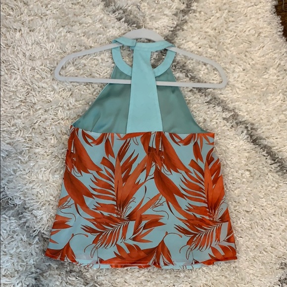 Turquoise floral halter top - Picture 2 of 4